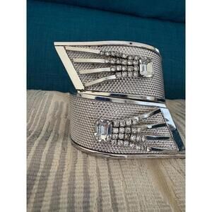 Rare Signed Vintage Vargas Starburst Art Deco Hinged Cuff Glam Bracelet